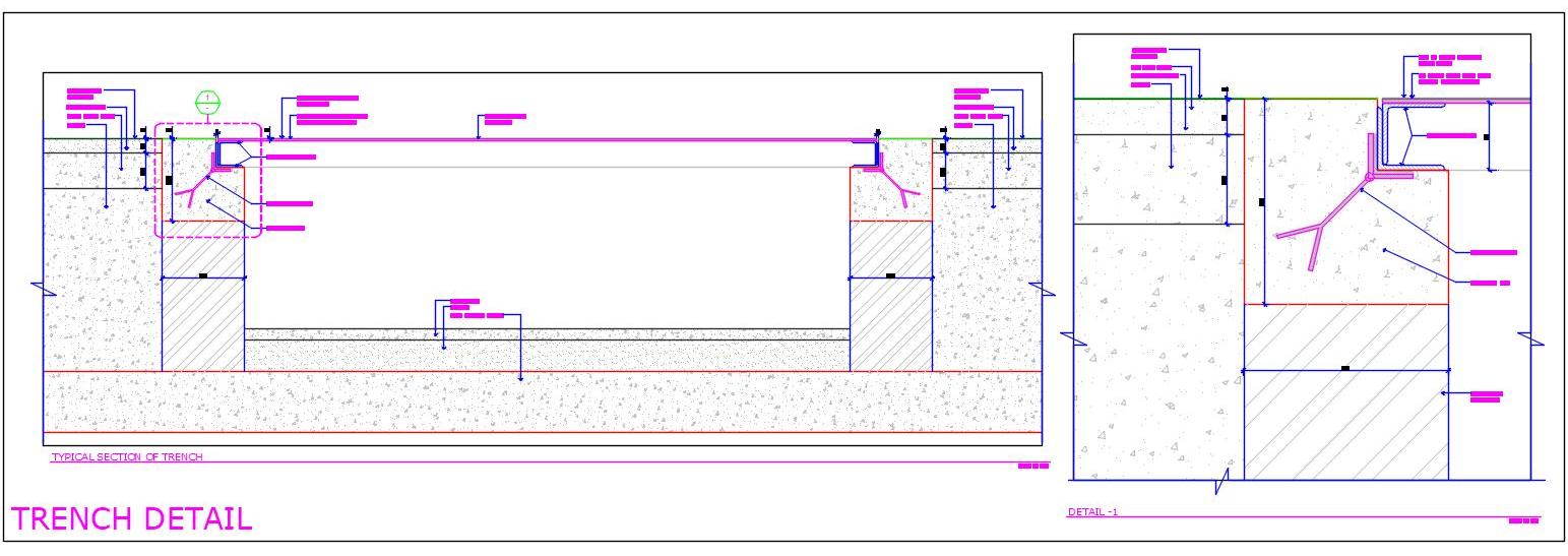 Electrical Cable Trench CAD Drawing- Sectional Details